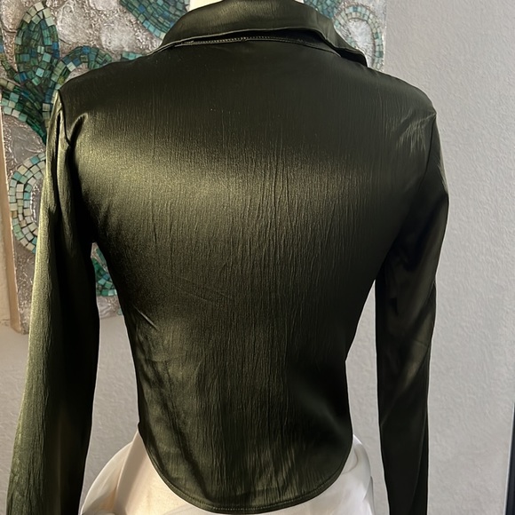 Zara satin effect polo top green - Picture 10 of 10